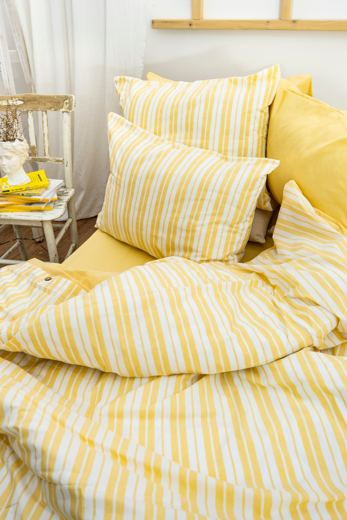 BESTİNA GOLD Harmony Hues İpliği Boyalı Doğal Çift Kişilik Nevresim Takımı (Çarşafı Lastikli) - Görsel 3