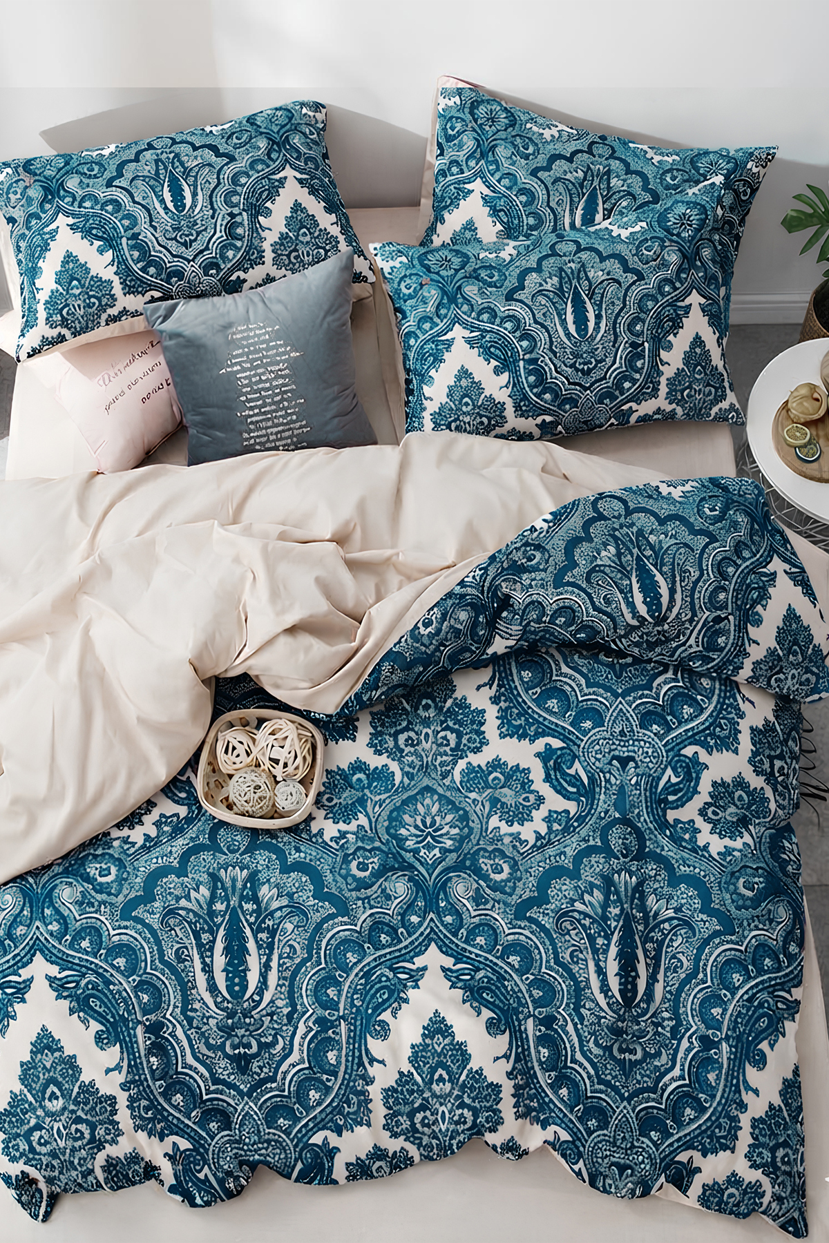 İQON Lastikli Çarşaflı Nevresim Takımı Çift Kişilik SHALL PETROL