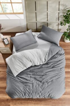 Valezium ANTRASIT-GRİ ÇİFT KİŞİLİK NEVRESİM TAKIMI LASTİKLİ ÇARŞAF VE 2 YASTIK KILIFI