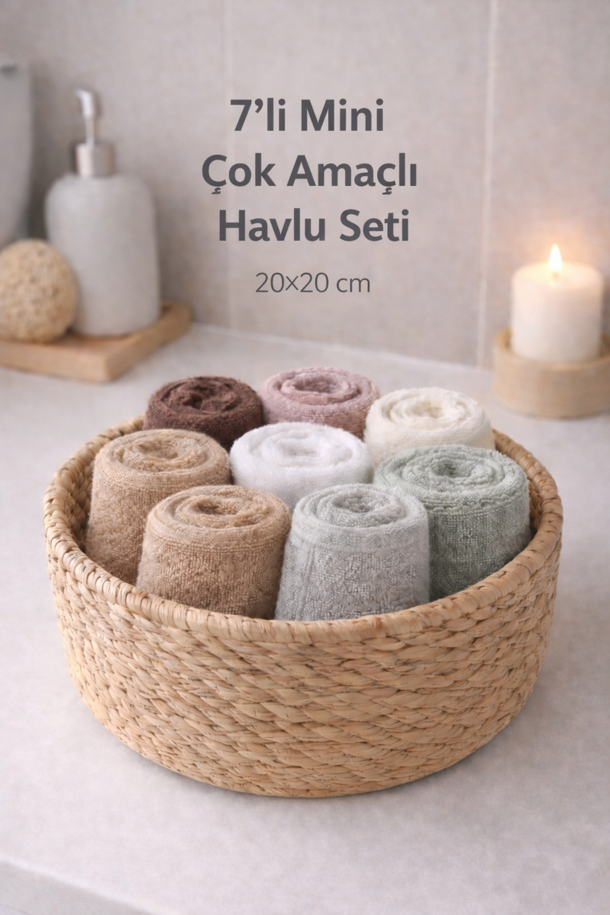 TEXTİLES MAGİC LAMP 7'li Çok Amaçlı Bambu Mini Havlu Seti - Bebek, Mutfak ve Temizlik Havlusu 20 X 20 cm - Görsel 2