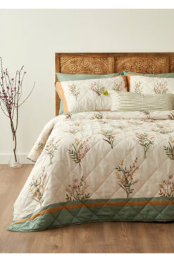 Bella Maison Flores Kapitoneli Çok Amaçlı Çift Kişilik Yatak Örtüsü Seti (240x220 cm)