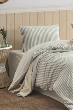 Berolige Easy Boho Yeşil Çift Kişilik Yıkamalı İplik Boya Nevresim Takımı