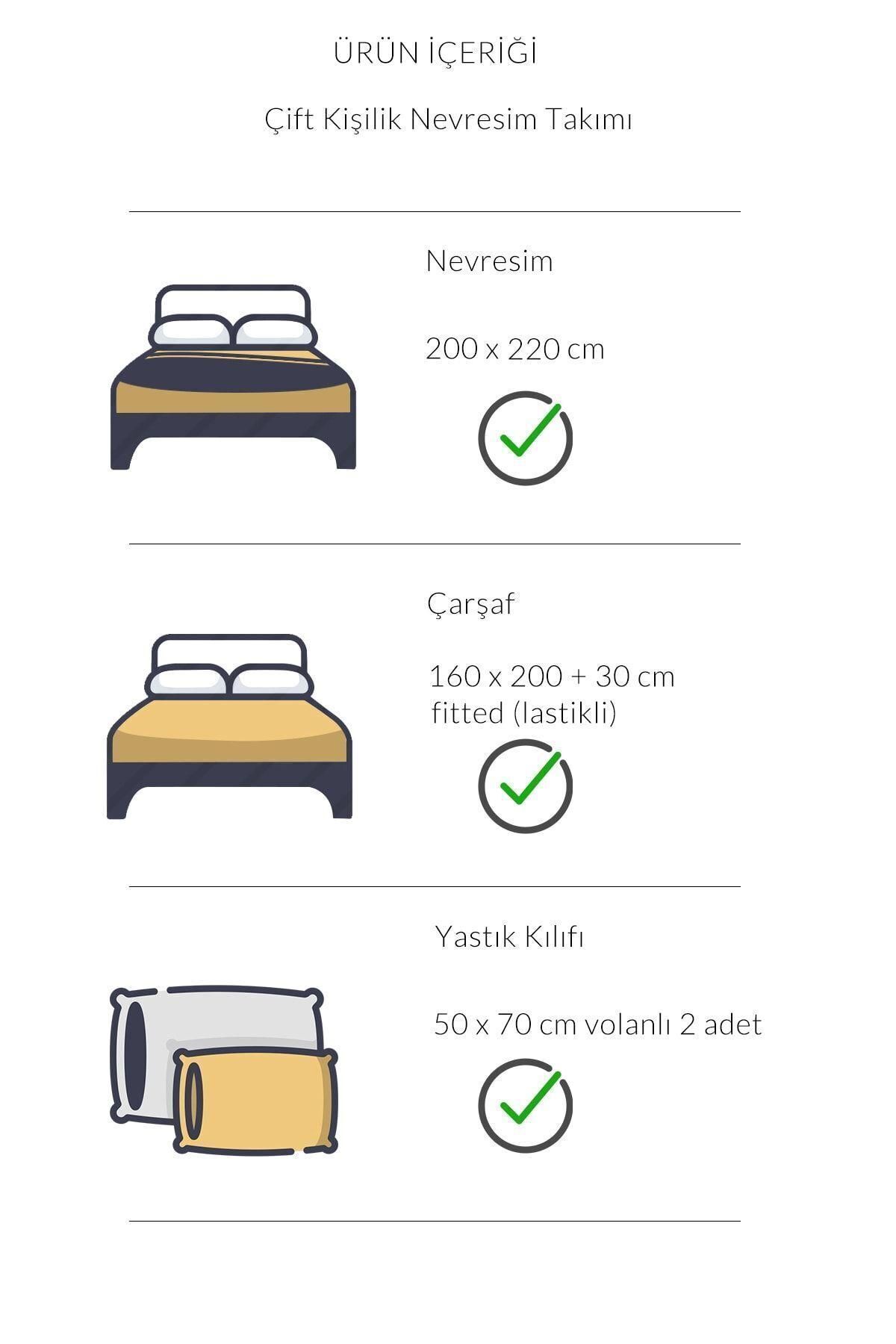 VAROL Lastikli Saten Çizgili Çift Kişilik Nevresim Takım - Görsel 3
