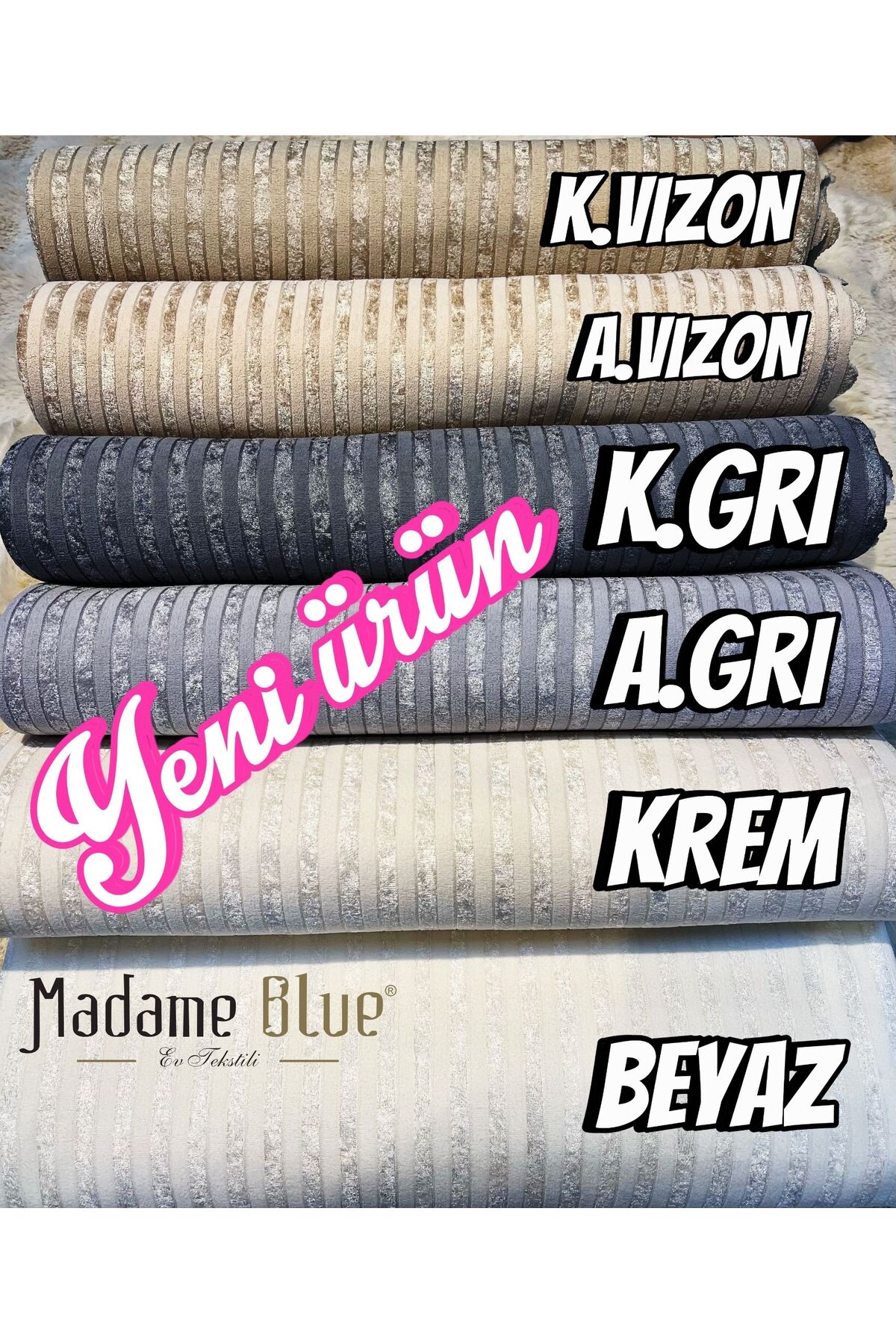 Madame Blue Bambu Çizgili Süngerli Kadife Kaymaz Çekyat Koltuk Örtüsü 170x210 Cm Haki Yeşil - Görsel 2