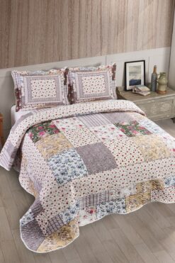 Örtüm Lauren Çift Kişilik Kapitone Yatak Örtüsü Takımı - Kırmızı