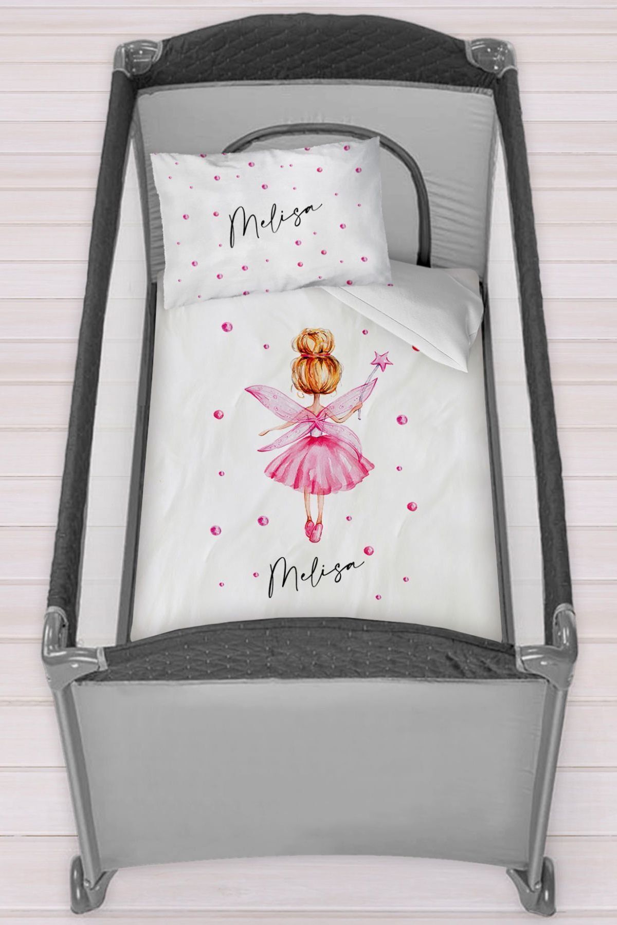 Homamia Isme Özel 75x120 Park Yatak Beşik Nevresim Takımı Peri Kızı - Görsel 2