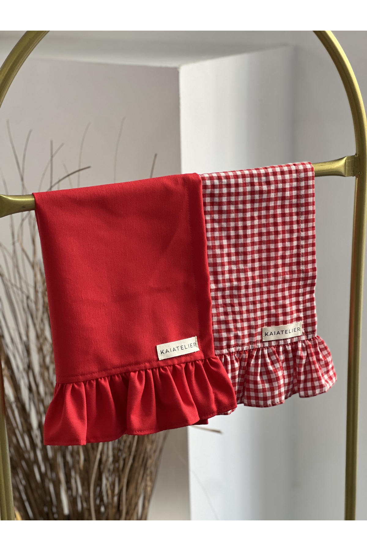 KaiAtelier 2Li Lovely X Mia Keten Fırfırlı Kurulama Bezi