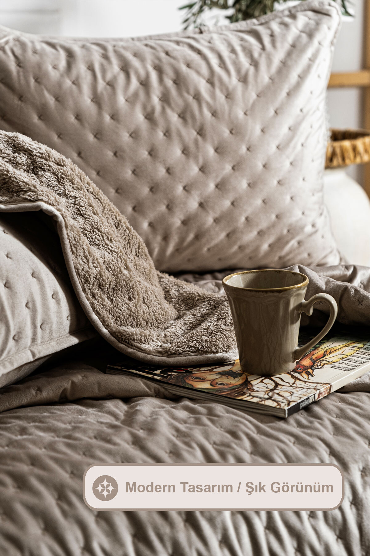 Elart Porto Flame Yatak Örtüsü Çift Kişilik (240x260 cm) Bej - Görsel 3