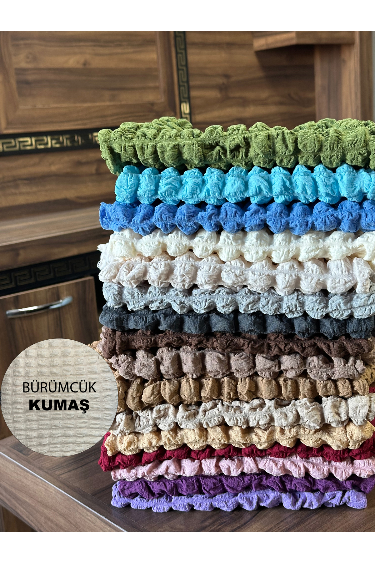 ARTUÇ Bürümcük Pamuklu (3-3-1-1) Koltuk Kanepe Örtüsü Lastikli Etekli Koltuk Kılıfı (BORDO RENK) - Görsel 2