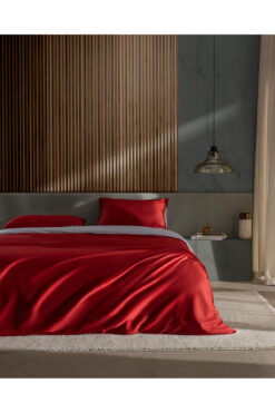 Madame Coco Delit Çift Kişilik %100 Pamuk Baskılı Saten Çarşaflı Nevresim Takımı - Kırmızı