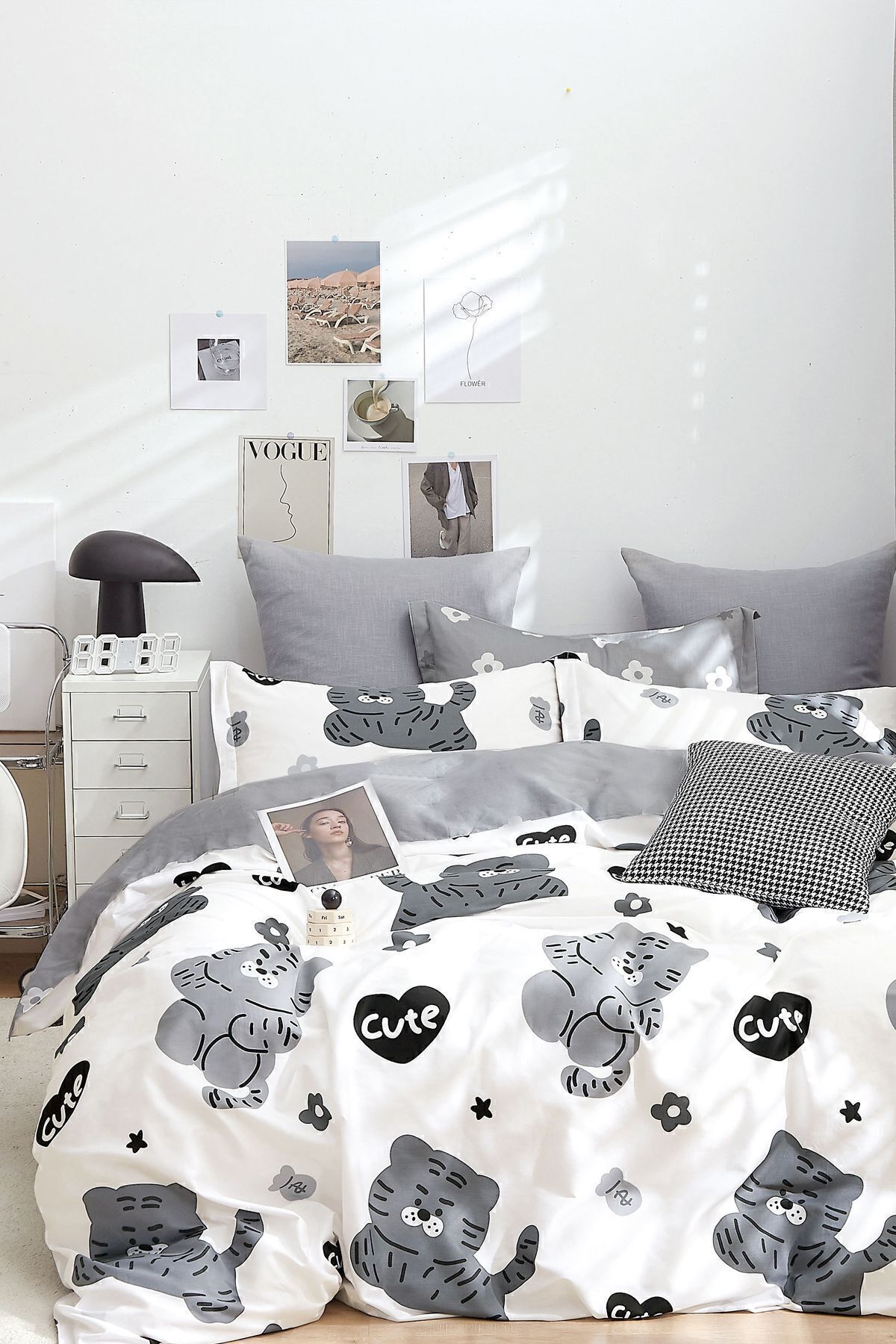 İQON Lastikli Çarşaflı Nevresim Takımı Tek Kişilik Cute Beyaz - Görsel 2