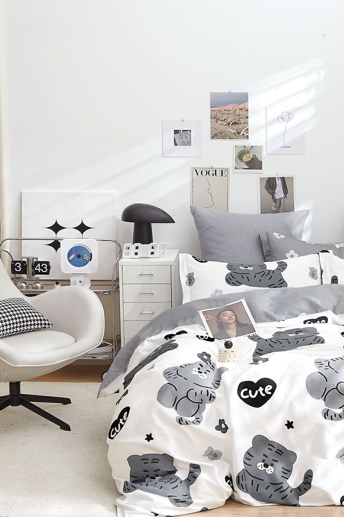 İQON Lastikli Çarşaflı Nevresim Takımı Tek Kişilik Cute Beyaz - Görsel 3