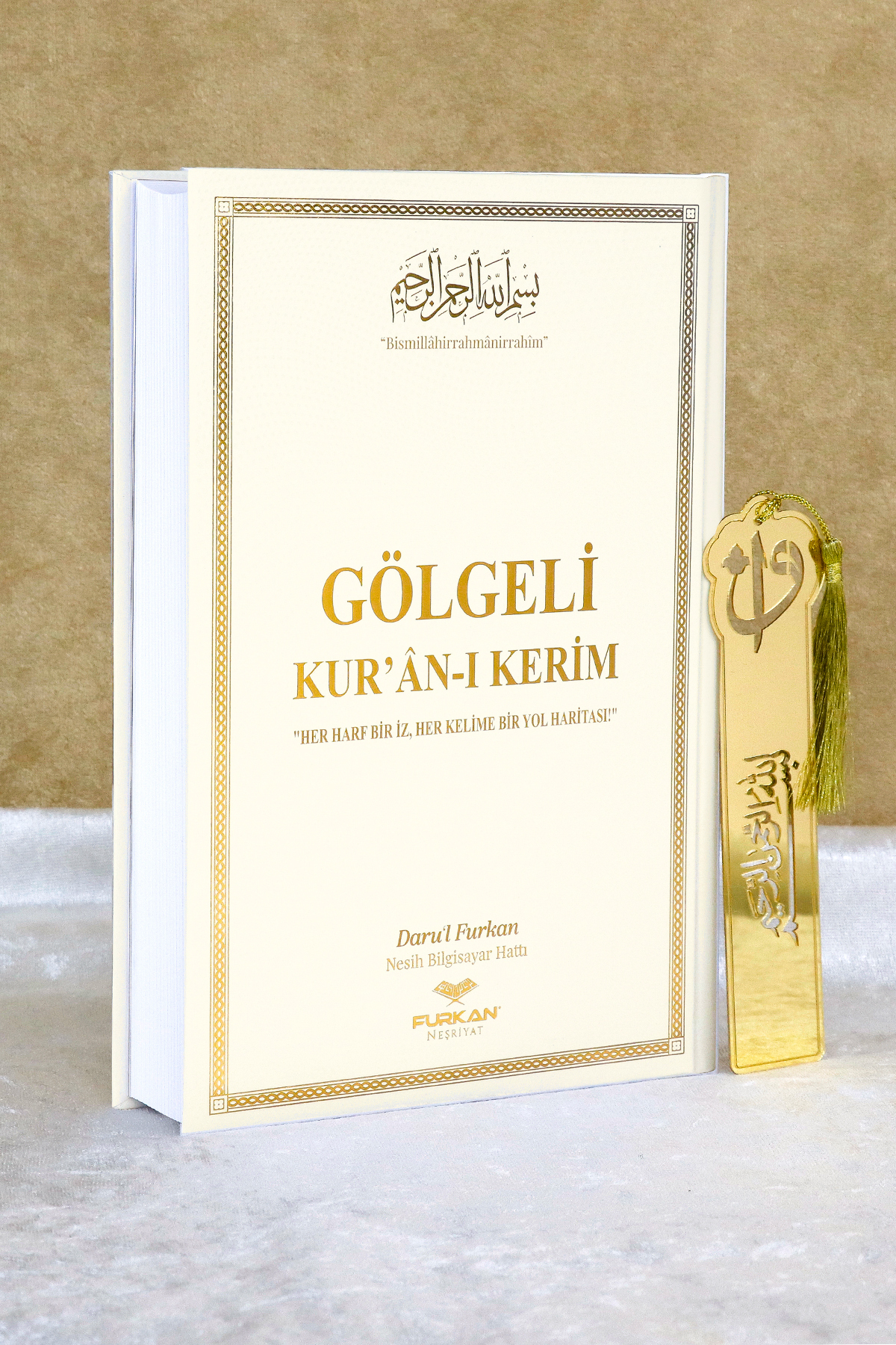 Furkan Neşriyat Orta Boy Arapça Sıvama Kapak Gölgeli Kuranı Kerim Krem Ve Silinebilir Tükenmez Kalem - Görsel 2