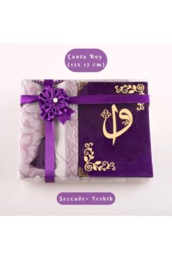 Hayrat Neşriyat Yasin +  Seccade +  Tesbih Hediye Seti (Çanta Boy, Raşel Cilt, Mor)