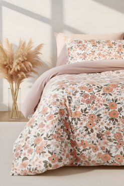 Rivaİstanbul Pembe Bahar Çift Kişilik Nevresim Takımı Pamuklu