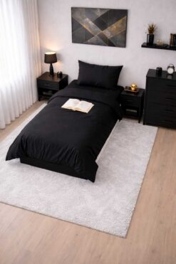 Seralay Home Siyah Tek Kişilik Lastıklı Carsaflı Nevresim Takım