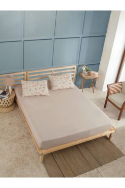 üntaş Sahran Life Çıtıpıtı Kahve Kombin Çift Kişilik Lastikli Çarşaf+2 Adet Yastık Kılıfı