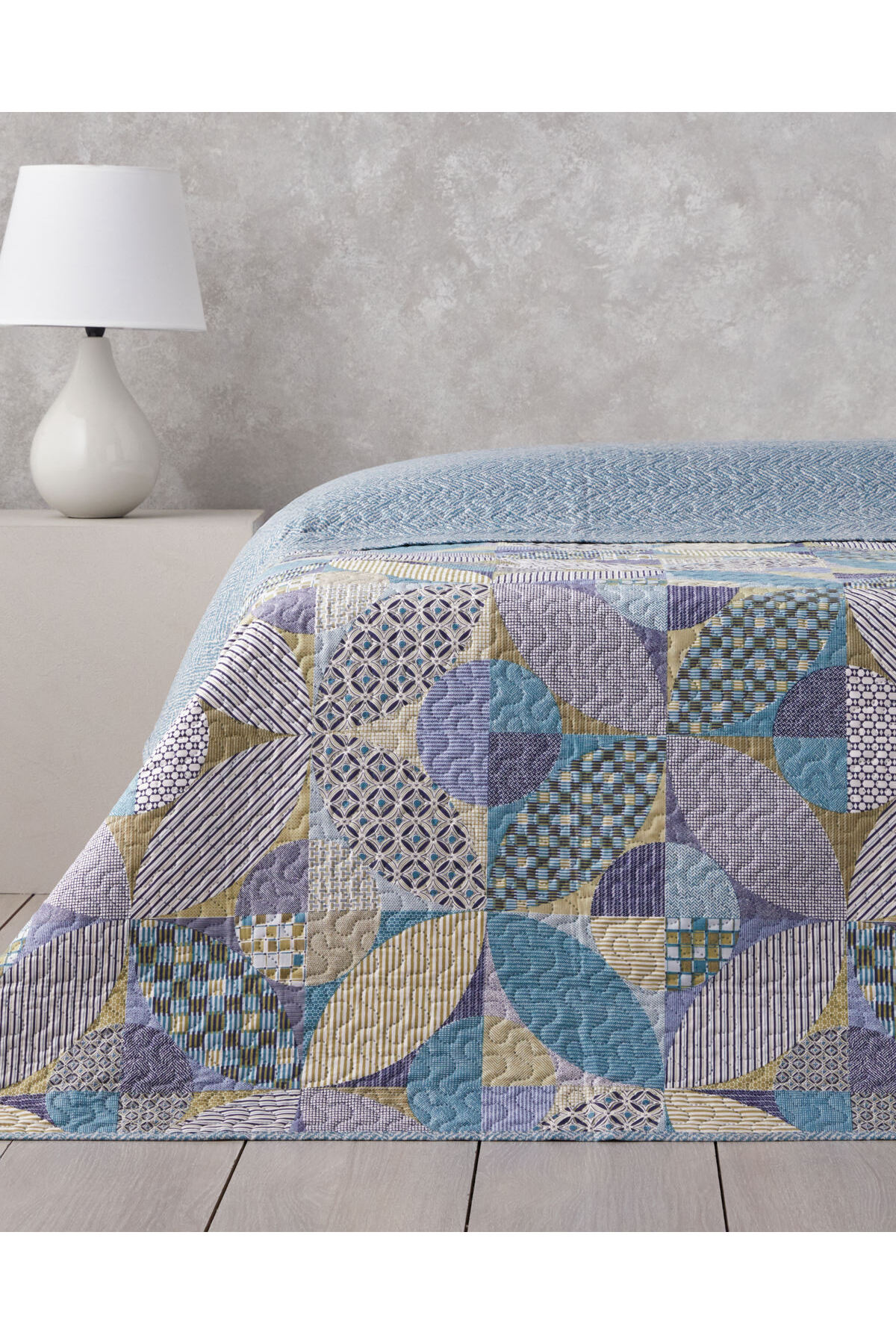 English Home Patch Square Çift Kişilik Çok Amaçlı Örtü 200x220 cm Yeşil - Görsel 3