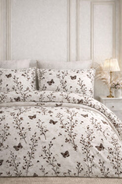 Sheri Home Lastikli Çarşaflı Çift Kişilik Nevresim Takımı Moda Kahve