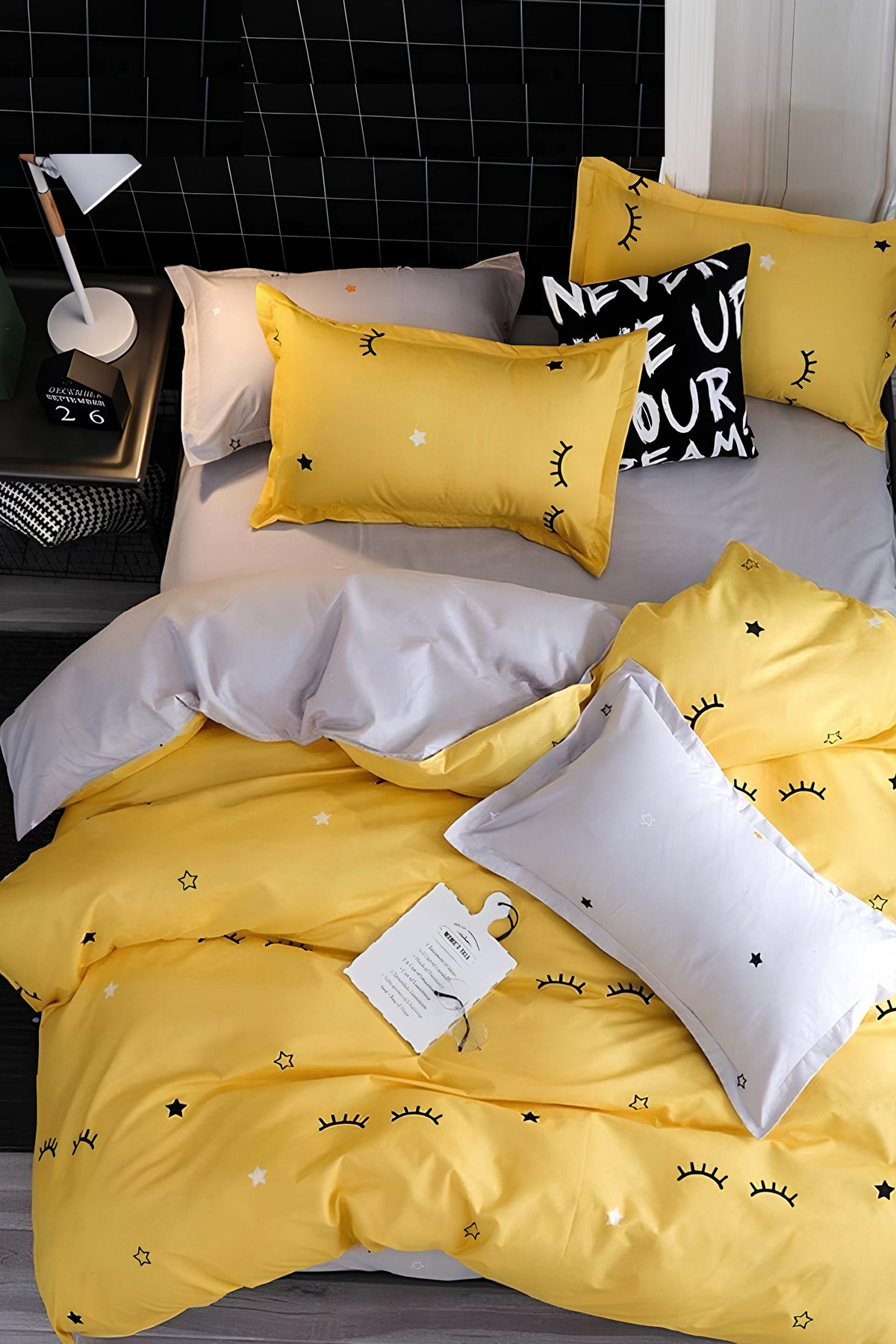 Always Çarşafı Lastikli Tek Kişilik Nevresim Takımı Kirpik Sarı