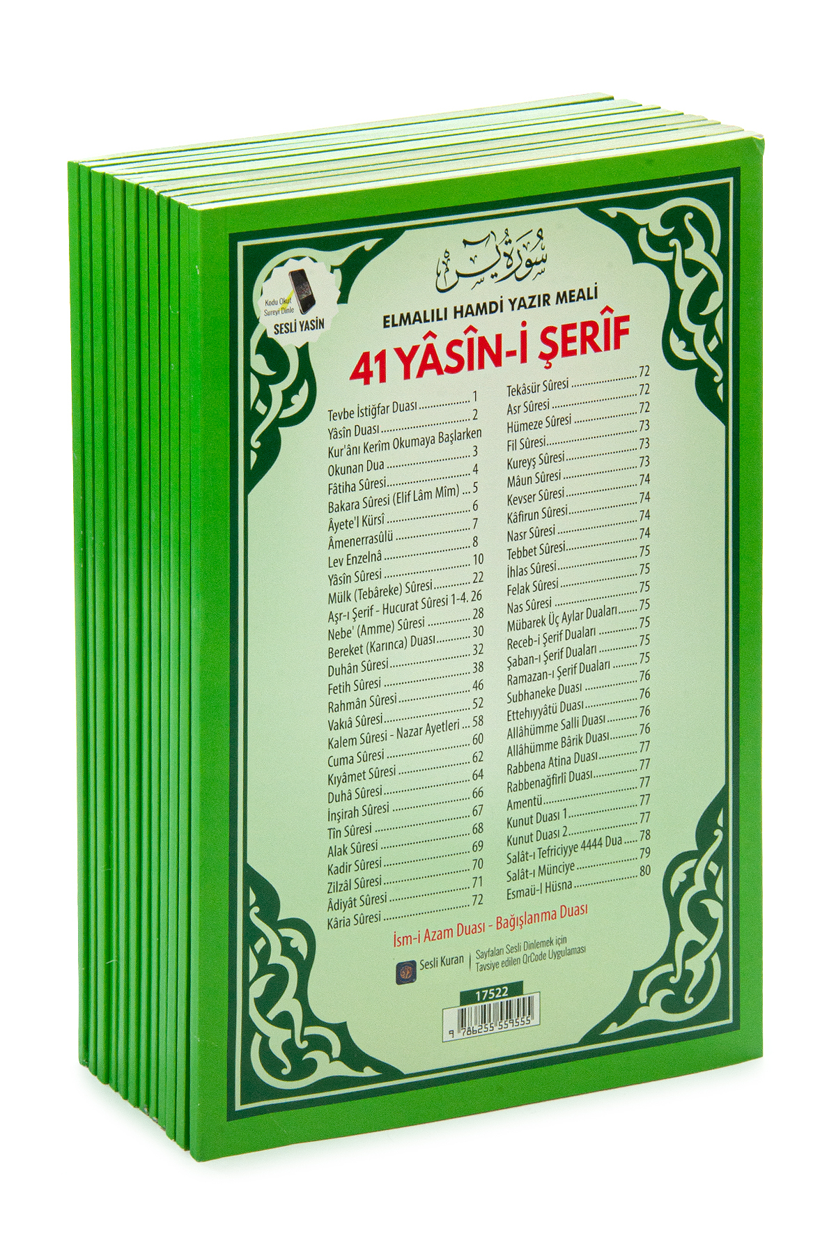 Furkan Neşriyat 10 Adet Türkçe Mealli Orta Boy 80 Sayfa 41 Yasin - Yeşil Renk - Görsel 3