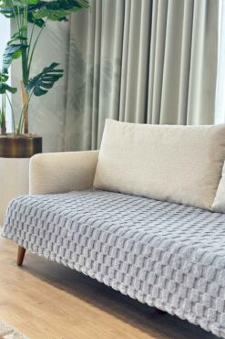 Decomia Home Dolly Oturma Yerini Kapatan Kabartmalı Yumuşak Tüylü Koltuk Örtüsü Koltuk Şalı (100X220cm)