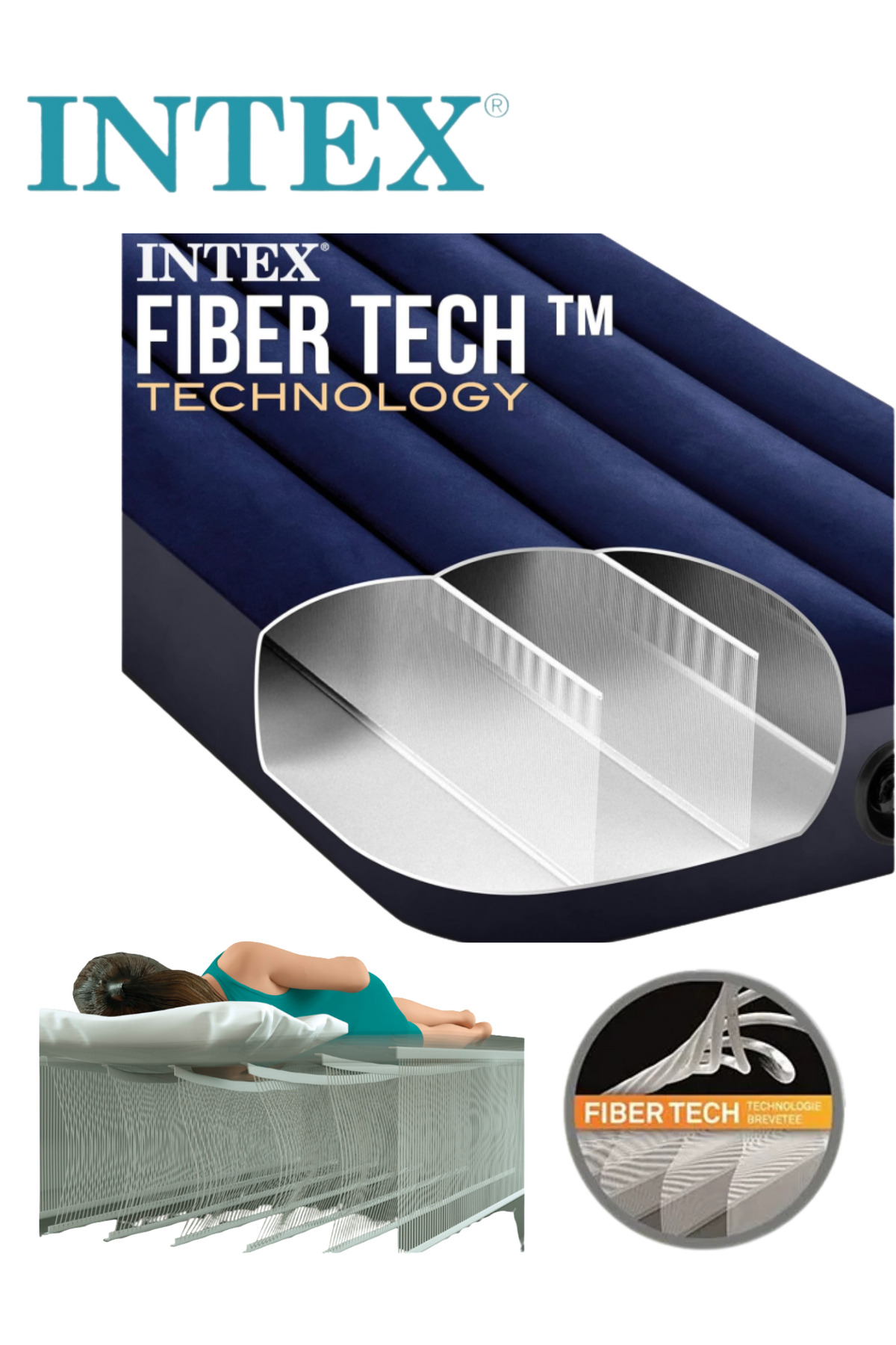 Intex Tek Kişilik Şişme Yatak Pompalı Ev ve Kamp Yatağı Outdor Camping DURA-BEAM Pompa Dahil 191x76x25cm - Görsel 3