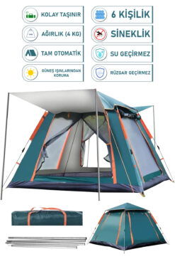 Trend Maison 6 Kişilik Tam Otomatik Tenteli Kamp Çadırı 240x240x160