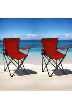 Simple Living 2'li Piknik ve Kamp Sandalyesi - Kırmızı
