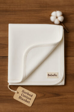 Bebella Ekru %100 Pamuklu Çift Katlı Taraflı Bebek Battaniyesi | Kız & Erkek Hediyelik Çok Amaçlı Örtü