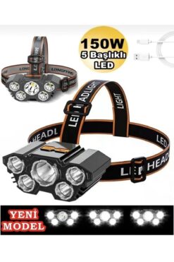 Abe 150w Ultra Güçlü Kafa Lambası kamp Balıkçı Feneri şarjlı