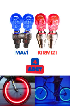 Vekorr 2 Çift Hareket Sensörlü Led Işıklı Sibop Kafatası Şekilli Bisiklet Araç Motor Sibop Kapak Lambası