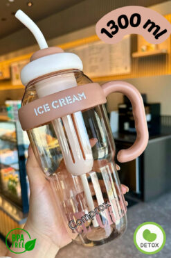 Comprox Ice Cream Detox Su Şişesi – 1300ML BPA Free Big Mug Ice Bottle -SPOR MATARA