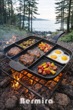 BERMİRA Home Collection Granit Kamp Tava Döküm 5 Gözlü Tava Yanmaz Yapışmaz Tava 5 Bölmeli 38x32 Cm