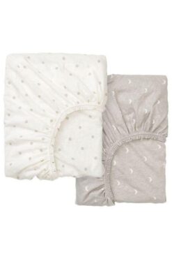 IKEA Lenast Lastikli Çarşaf Seti, Beyaz-kahverengi - 2li Paket
