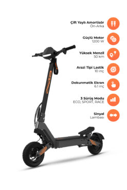 PiranTech Yadea G10 Elektrikli Scooter 800W-1200W Güç – 50KM Menzil, Dokunmatik Ekran, Çift Süspansiyon