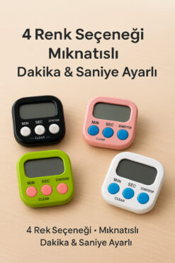 EYSA HOME Dijital Kolay Kurulum Öğrenci Saati 24 Geri Sayım Cihazı Saat - Alarm 2 Kademeli Kronometre