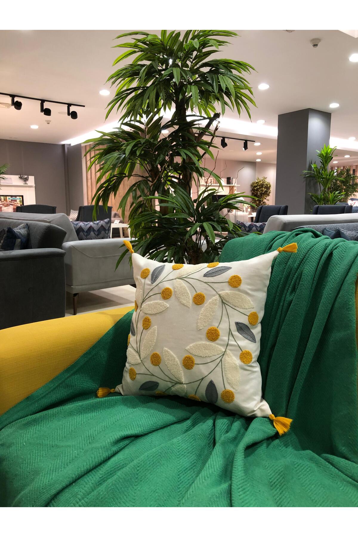 LUWİNO HOME Renge Renk El Bağlama Benetton Yeşili Koltuk Örtüsü 180*220 Cm - Görsel 2