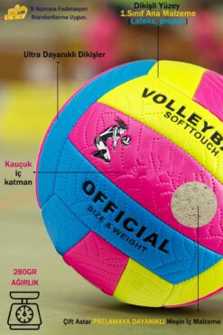 x1marka 1.Kalite Yumuşak Yüzey Dikişli Soft Touch Voleybol Topu İç ve Dış Mekan 5no Çift Astar Eğitici Top