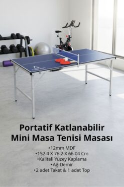 Triathlon T‑216 Portatif Katlanabilir Mini Masa Tenisi Masası | 152,4×76,2×66,04 cm | 12mm MDF | Ağ & Demir