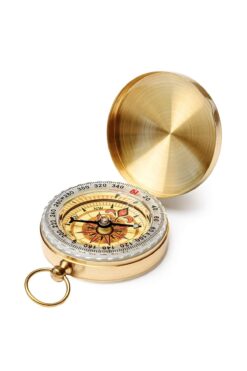 Bosile Yuvarlak Sarı Metal Kasa Kutulu Su Geçirmez Fosforlu Dayanıklı Pusula 5x1.6cm