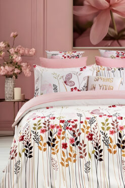 İQON Lastikli Çarşaflı Nevresim Takımı Tek Kişilik Garden Beyaz