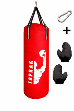 TOPRAK SPORT ELDİVEN VE KARABİNA HEDİYELİ BOKS TORBASI 50x20 cm