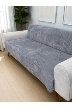 coverbox Kaymaz Taban Süngerli WELSOFT Koltuk - Çekyat Örtüsü 170x210 ( 1 adet ) GRİ RENK