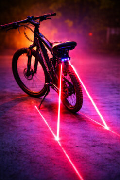 MultiZone Lazerli Bisiklet Arka Işık | LED Stop Lambası | Güvenlik Şeritli Lazer Işık | Pilli Bisiklet Lambası