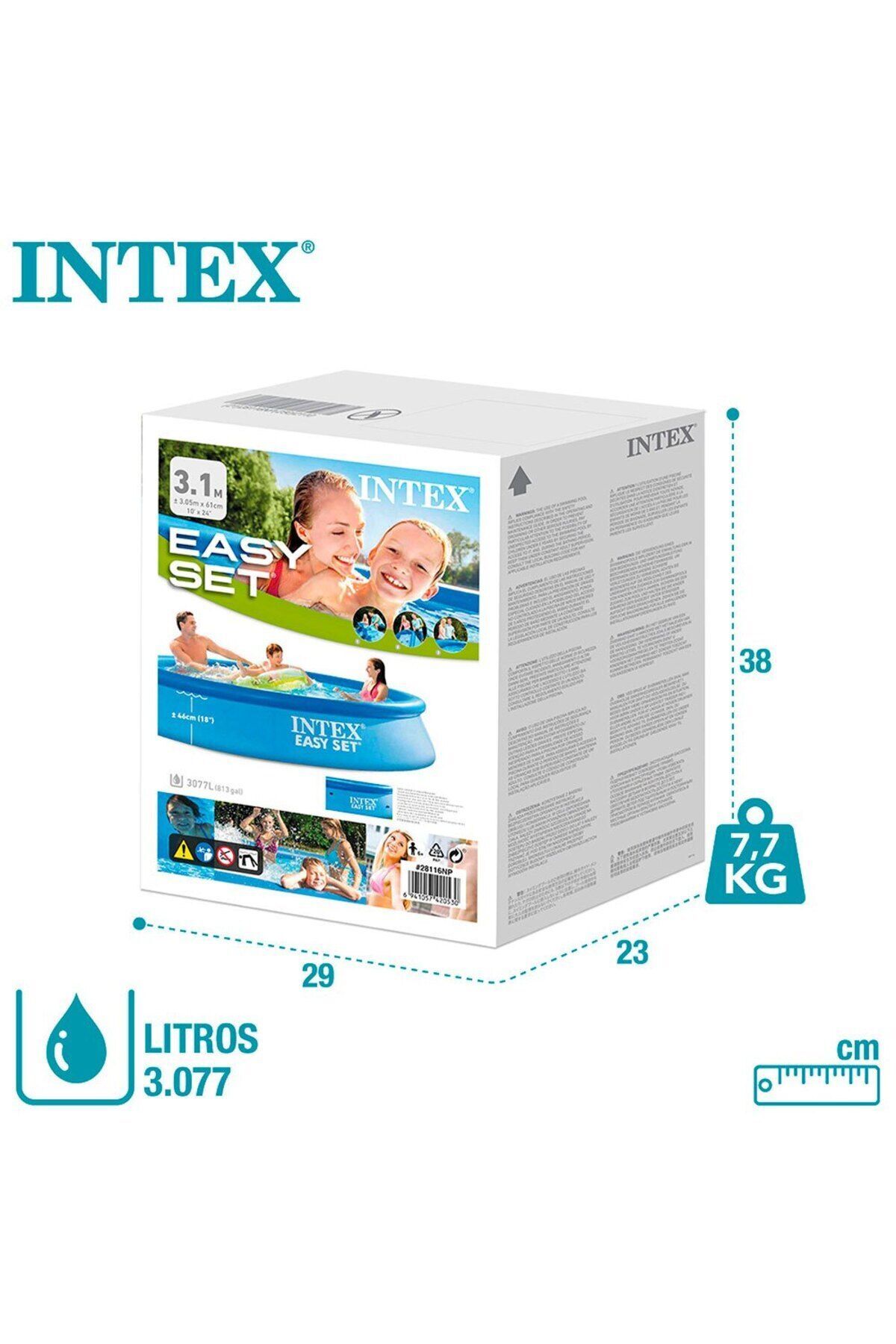 Intex İntex 28130 Easy Kolay Kurulum Şişme Aile Havuzu 366x76cm - Görsel 2