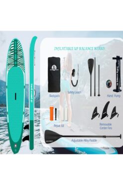 Cosfer Up Balance Board Şişme Sup Board/Stand Up Paddle Board 335x84x15 Cm Yeşil Beyaz Şişme Sörf Tahtası