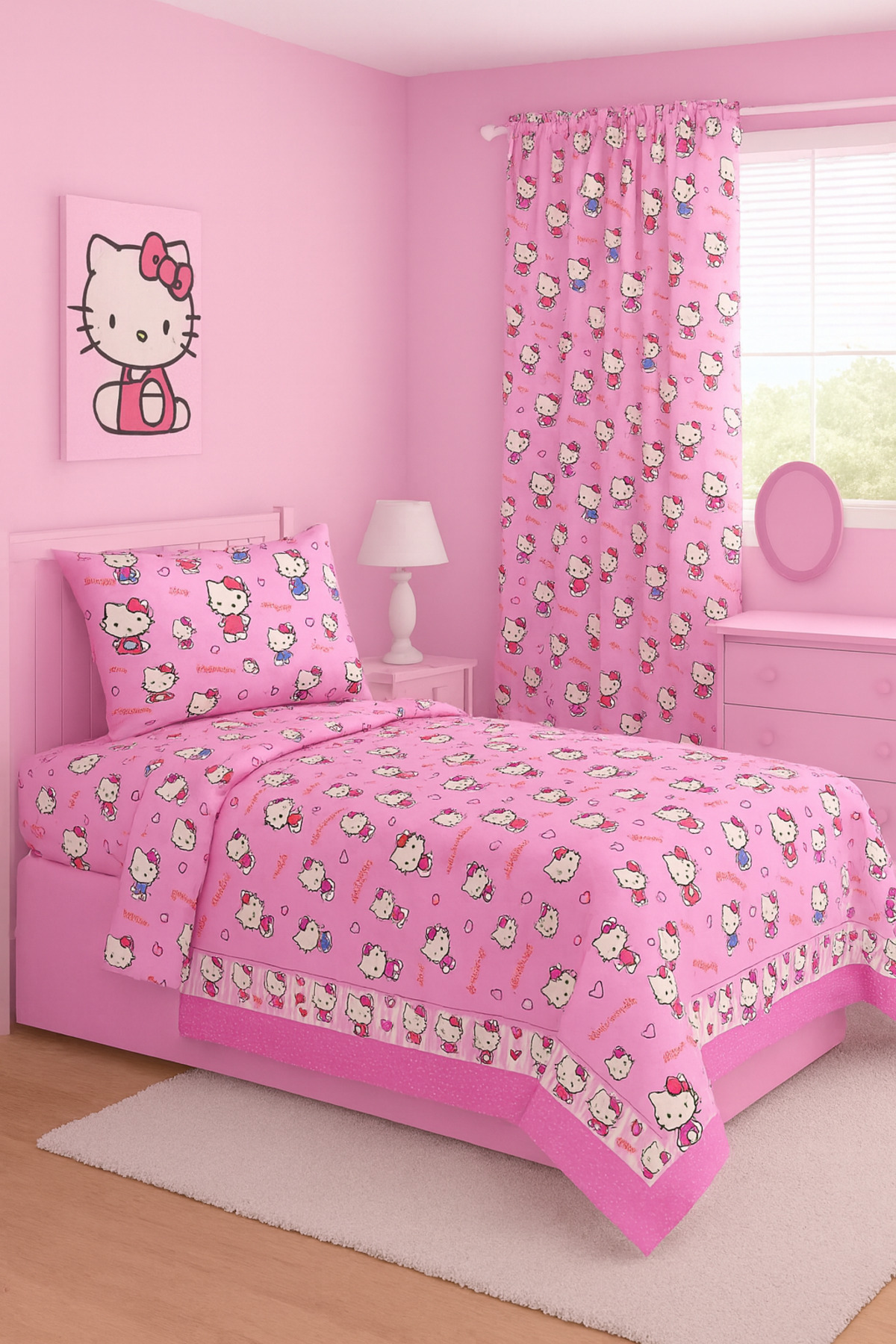 Gasel Home Hello Kitty Pamuklu Kumaş Nevresim Takımı ( Çarşafı Lastikli ) - Görsel 3