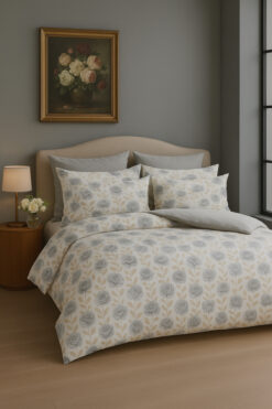 Sheri Home Lastikli Çarşaflı Nevresim Takımı Çift Kişilik Garden BEYAZ