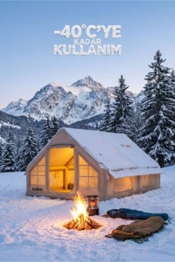 ROBO 12 Kişilik 4 Mevsim Şişme Kamp Çadırı (Oxford 210T UPF>40 Kumaş, -40 °C'ye Kadar Kullanım)